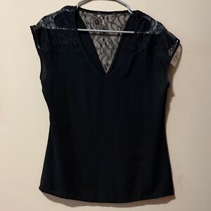 Elegant Black Lace Women's Top Fits like M